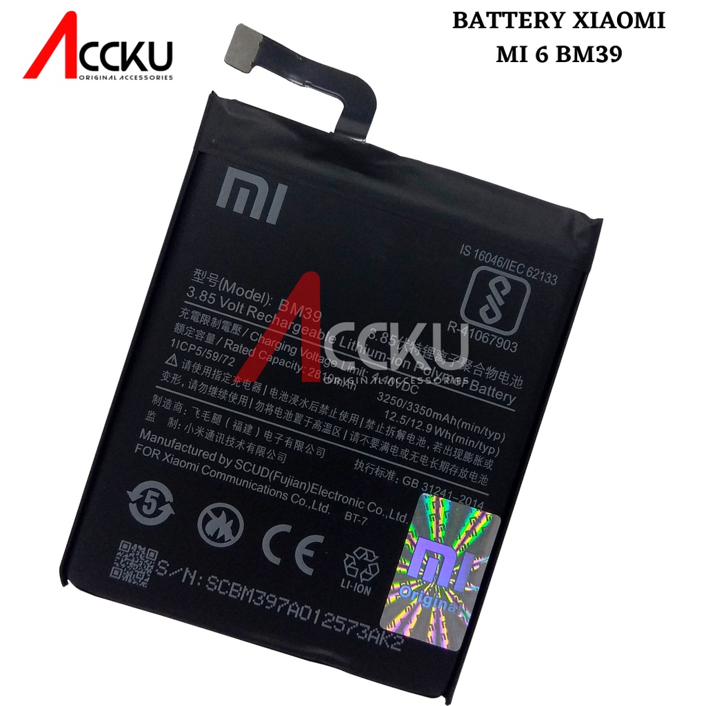 BM39 - Xiaomi 6BM39 99%BateraiXiaomiBM39 - Xiaomi 6BatteryXiaomiRedmiBattery Baterai BatreBM-39XiaomiMi 6