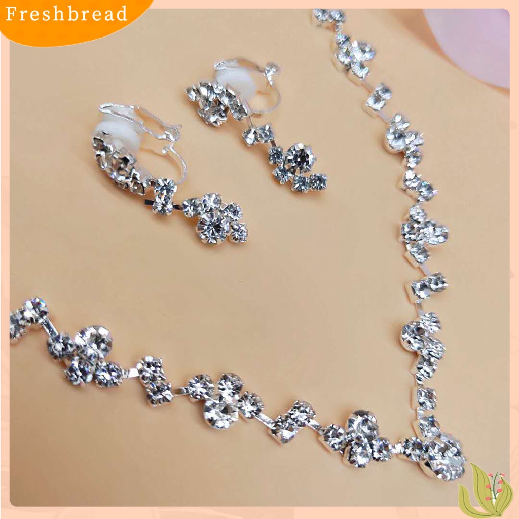 2pcs / Set Kalung Choker Anting Berlian Imitasi Bentuk Geometris Untuk Aksesoris Perhiasan