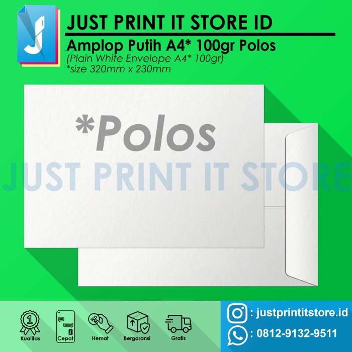 

Letter Amplop Putih A4 Polos