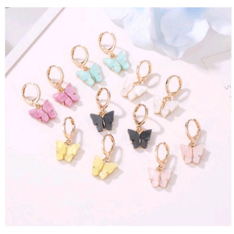 Anting Kupu-Kupu / Anting Korea / Anting wanita korea Kupu-kupu Manis Warna Akrilik Fashion Untuk Wanita