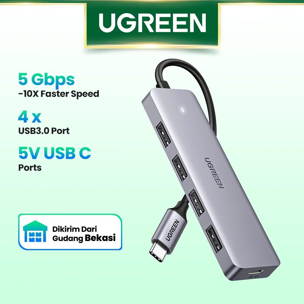 【Stok Produk di Indonesia】Ugreen Hub Splitter 4 Port USB Tipe-C Ke USB 3.0 Untuk MacBook Pro iPad Pro Samsung Galaxy Note 10 S10