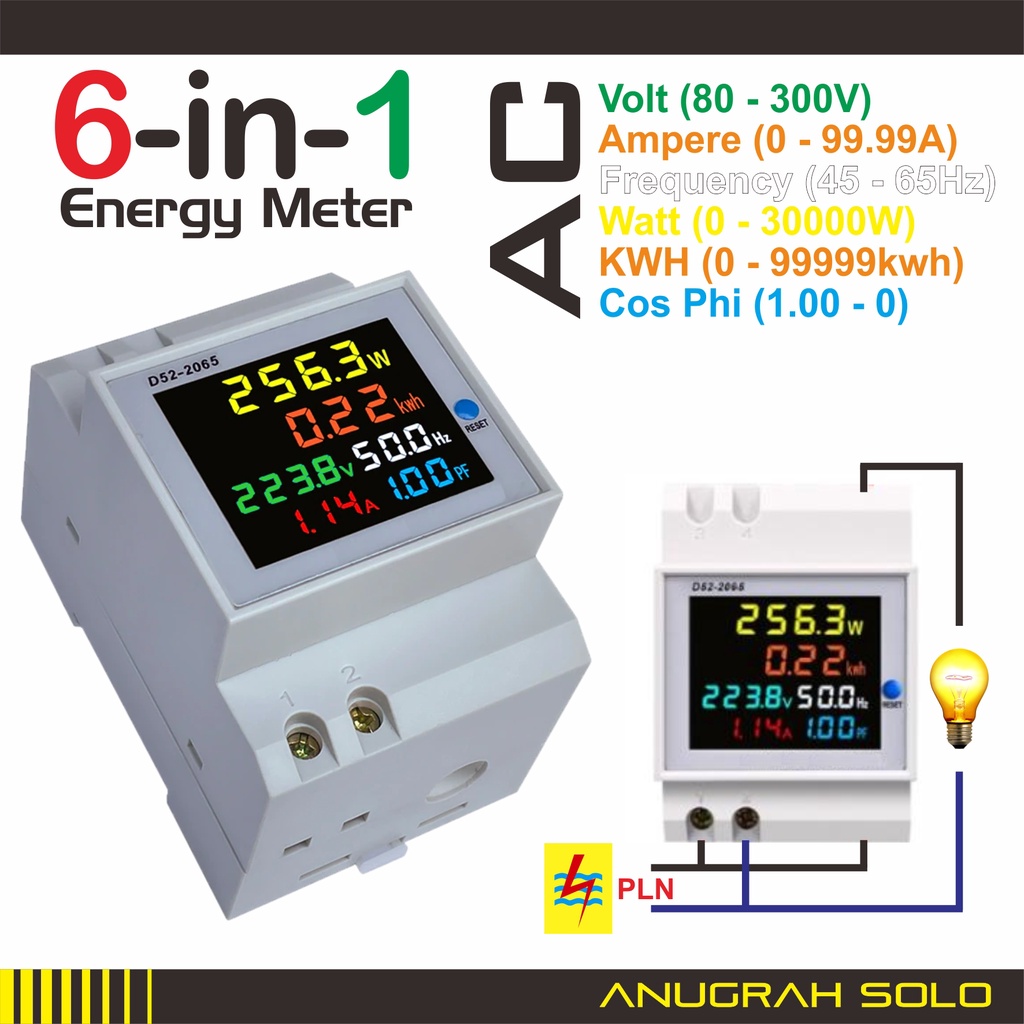 Din Raill Mounting KWH 1 phase Multi Function AC Power Meter