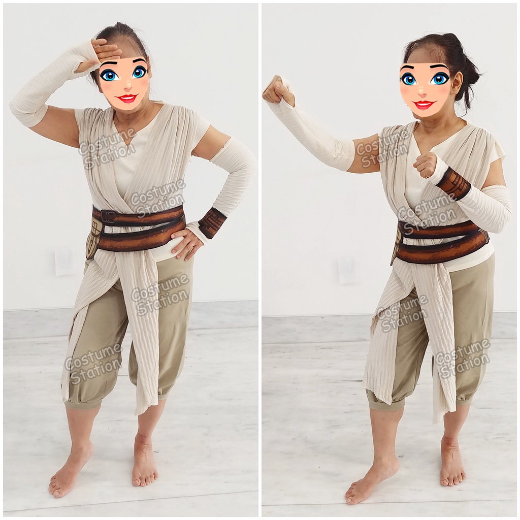 Kostum Star Wars Rey Skywalker White / Costume The Last Jedi dewasa wanita