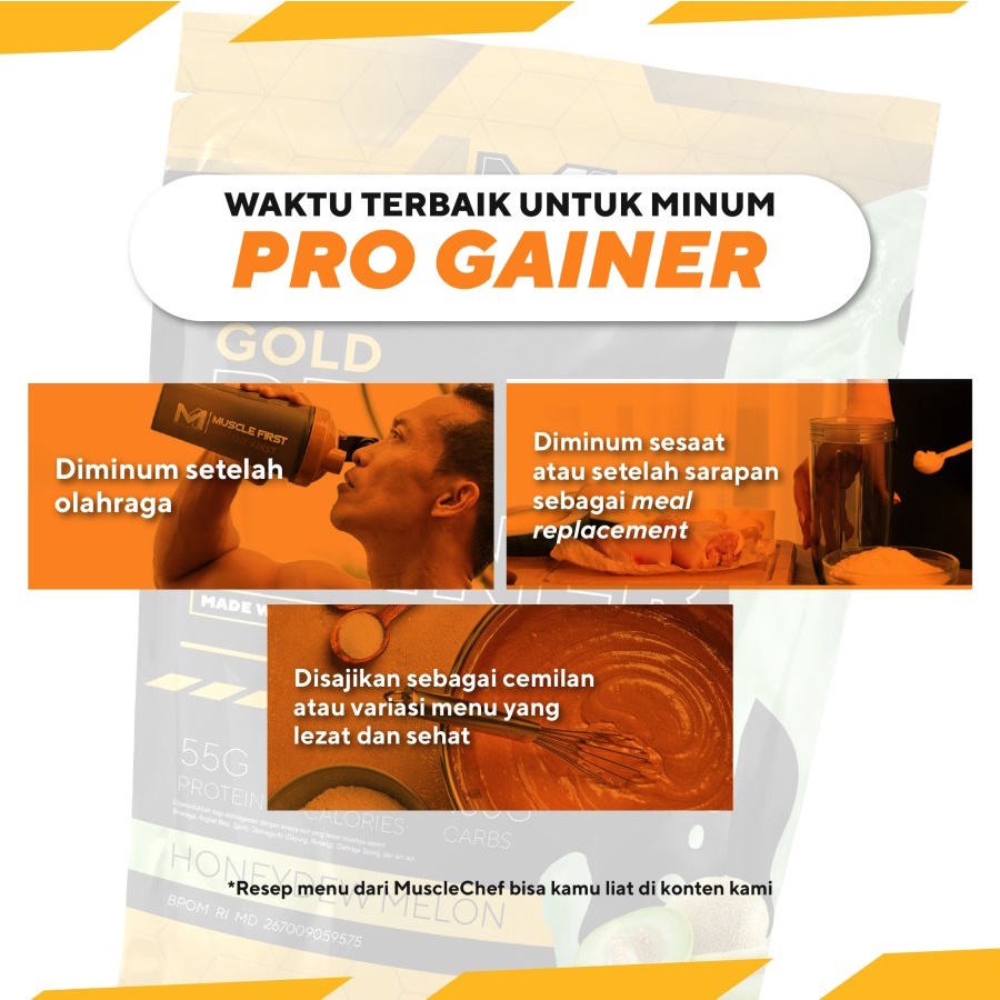 Muscle First M1 Gold Series Pro Gainer 2lbs 900 gram Susu Protein Penambah Berat Badan