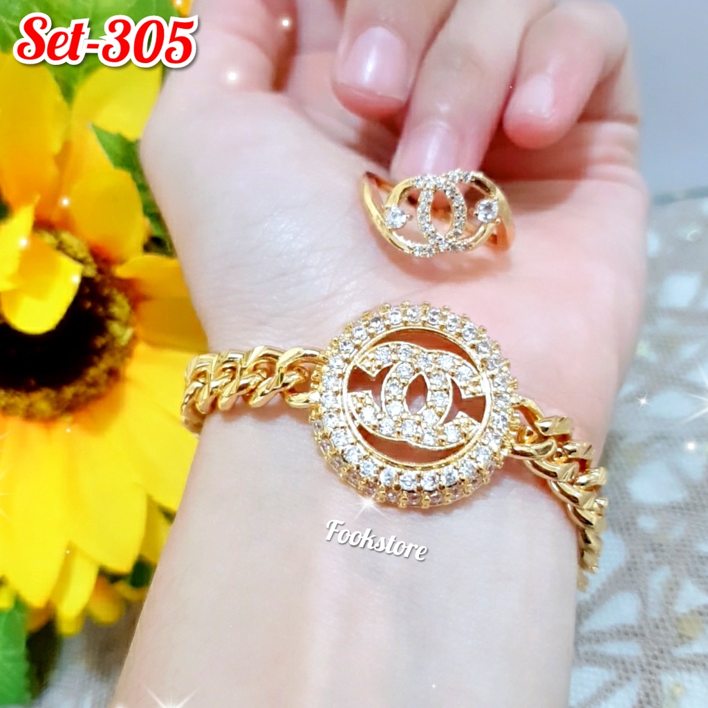 SET PERHIASAN GELANG GRATIS CINCIN CANTIK | GELANG SET AKSESORIS XUPING/COD