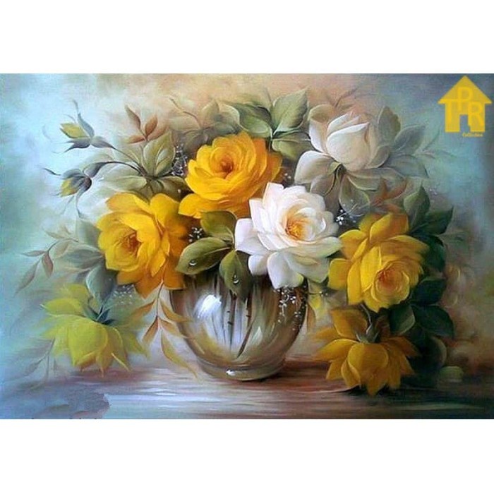 

Hadir Diy - Set Melukis Sendiri / Paint By Number Kit - Flowers 40X50Cm. Trendi