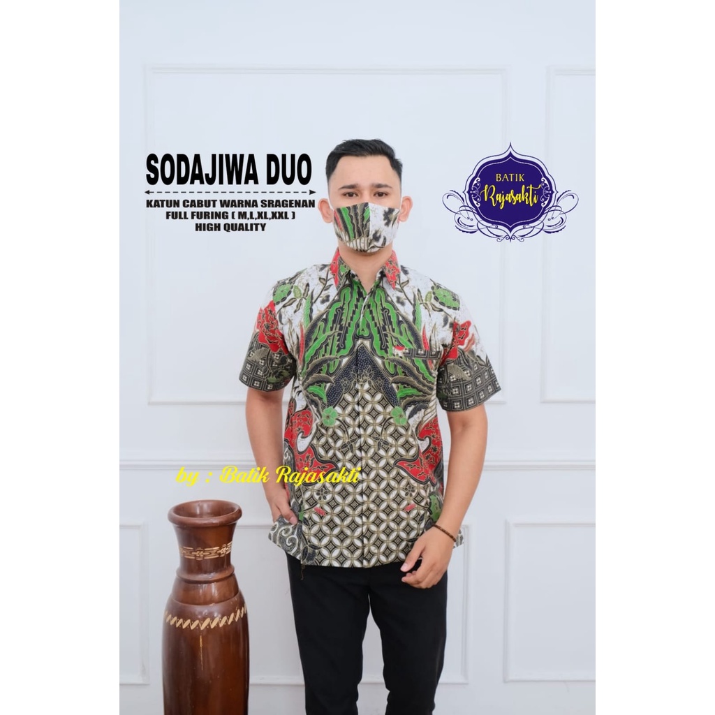 SODAJIWA DUO RAJASAKTI BATIKSOLOAMANAH KEMEJA BAJU BATIK PRIA SOLO LENGAN PENDEK PANJANG LAPIS FURING ATASAN BATIK PREMIUM MODERN KATUN HALUS BANAMITRA BANAMITRA PUTIH BANGSAWAN BAYU PUTRA BERLIAN BIRU BHARATAYUDA BIMASENA BIRENDRA BIRU INDAH BRAHMAKERTA