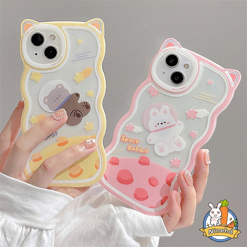 Soft Case Silikon Motif Kartun Beruang / Kelinci Untuk iPhone 14 13 12 11 Pro Max X Xr Xs Max 8 7 6 6s Plus SE