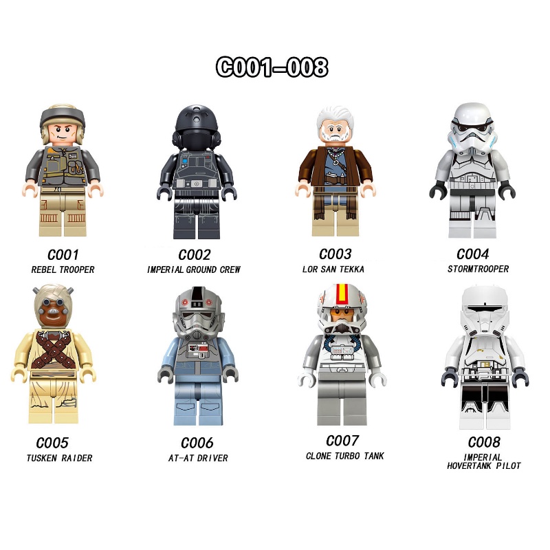 Lor San Tekka Mainan Action Figure Minifigures Tusken Raider AT-AT Driver Clone Turbo Tank Star Wars C001-C008 Untuk Hadiah