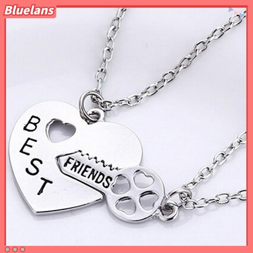 Bluelans 2Pcs Love Heart Key Pendant BFF Best Friend Letter Carved Necklace Gift