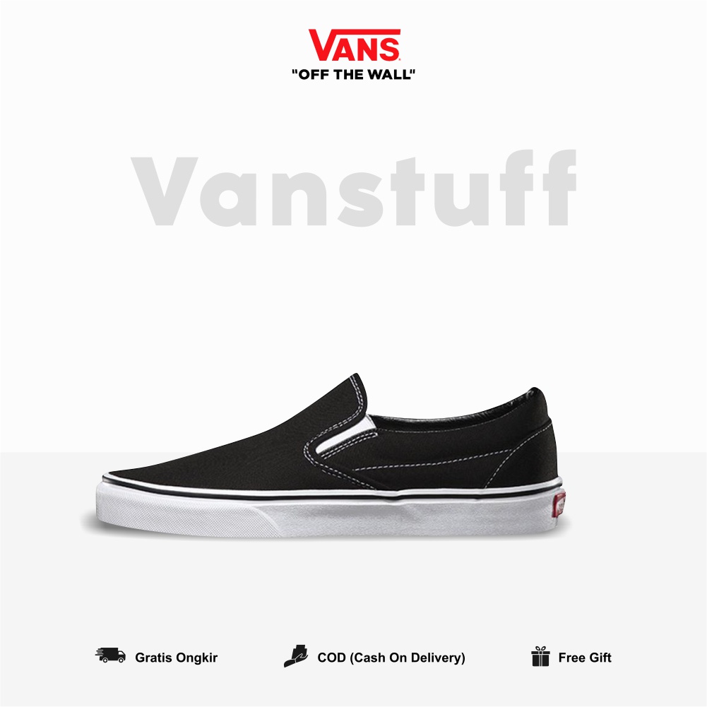 Vans Slip On Black White Original  BNIB Couple Pria Wanita Global Market Waffle EVB Ori Authentic Hitam Putih