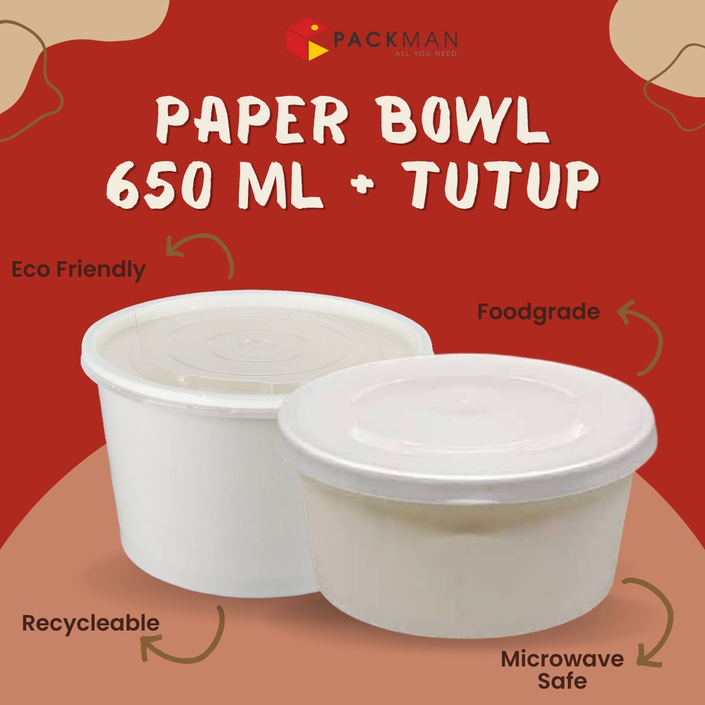 Jual PAPER RICE BOWL / BOX RICE PAPER BOWL / CUP RICE BOWL KERTAS POLOS