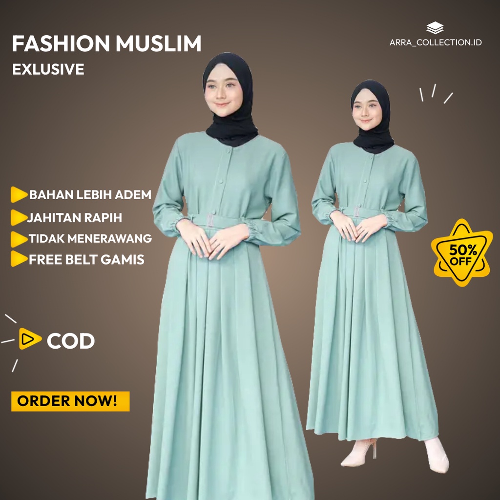 Baju gamis wanita busui terbaru polos murah bahan katun jubah perempuan muslimah buat lebaran dress 