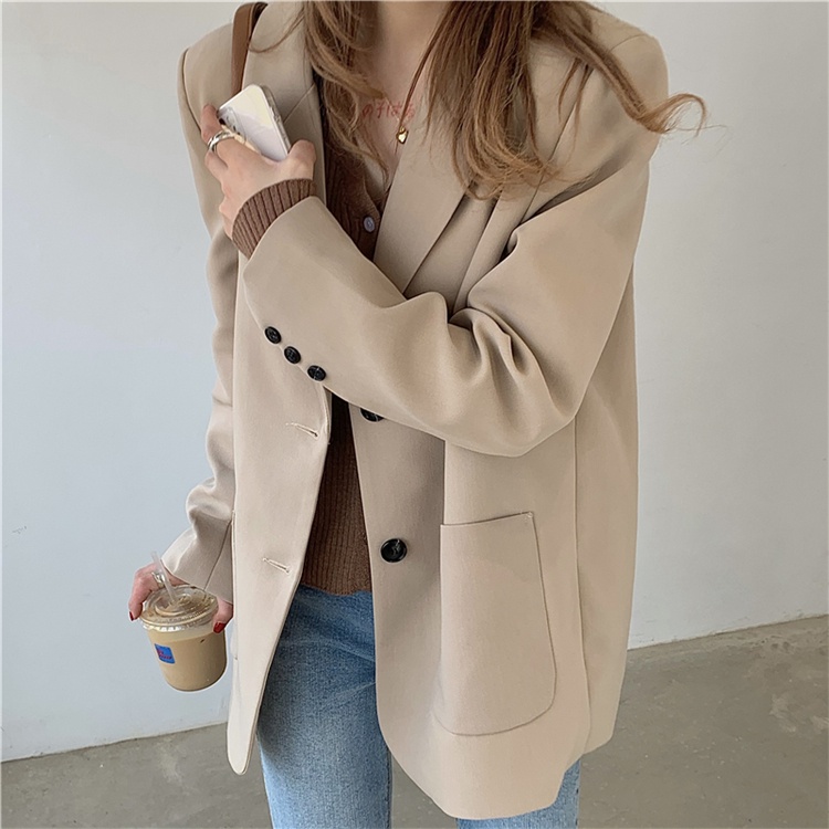 yikoo-Blazer korea lengan panjang kasual wanita coat