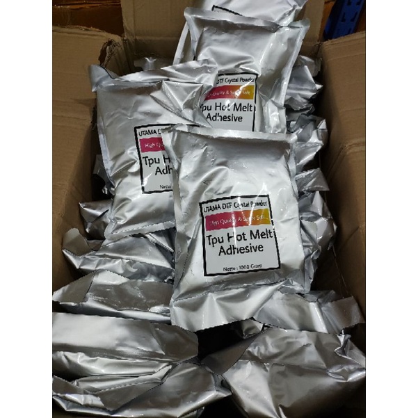 

HotMelt tpu bubuk crystal Powder Sablon PET Film Super Quality kemasan 1 KG