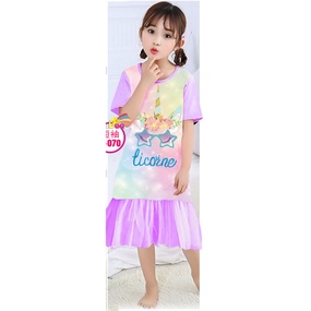 DASTER PANJANG HOMEDRESS PIYAMA ANAK AILUBEE ( Lengan pendek ) 2thn-7thn SKU0139