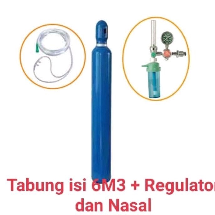 Tabung Oksigen 6m3 sama isi + regulator dan nasal