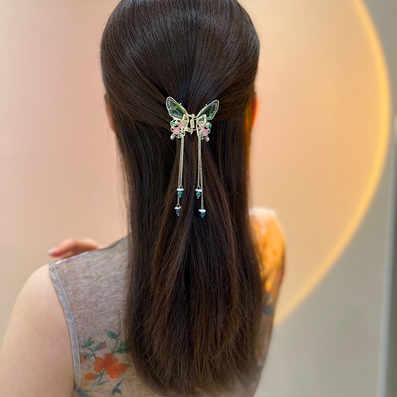 Jepit Rambut Model butterfly Aksen Rumbai Gaya Korea Untuk Wanita