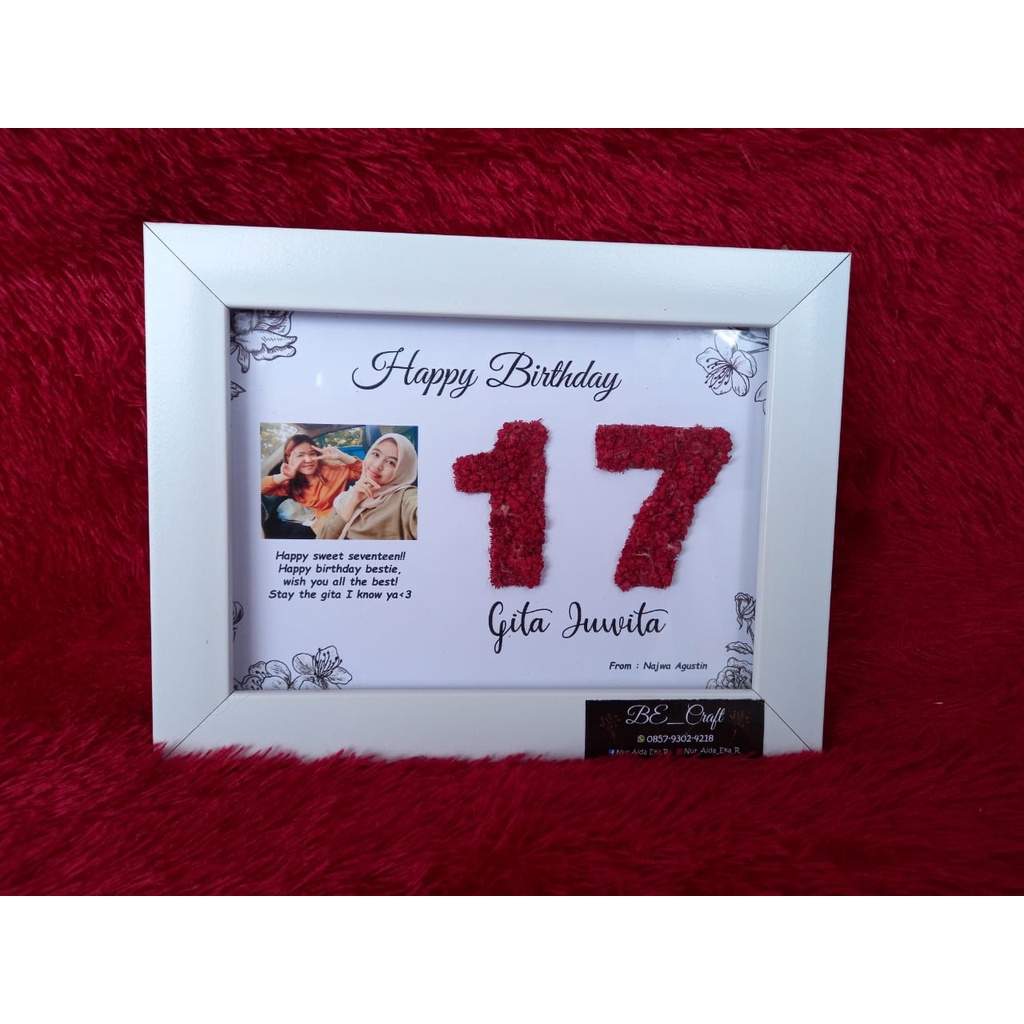 Hiasan PIGURA 5R Kado Hadiah Ulang Tahun Anniversary Wedding Graduation (FLOWER IN FRAME) Kado (Hadi
