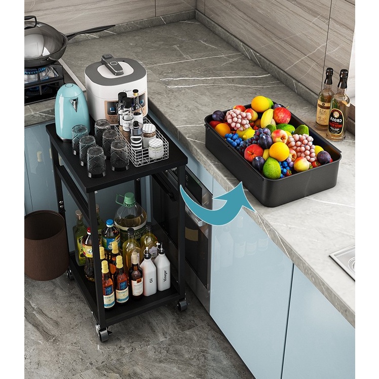 Rak Dapur Troli Dengan Roda Geser Portable Rak Laci Penyimpanan Rak Organizer Untuk Dapur &amp; Rumah Serbaguna Rak Troly Roda 3 Rak Bayi Besi Tempat Penyimpanan Rak Salon Organizer Rack Rak Rak susun Besi Besar Minimalis Serbaguna Rak Bayi Besar Gantung Aest