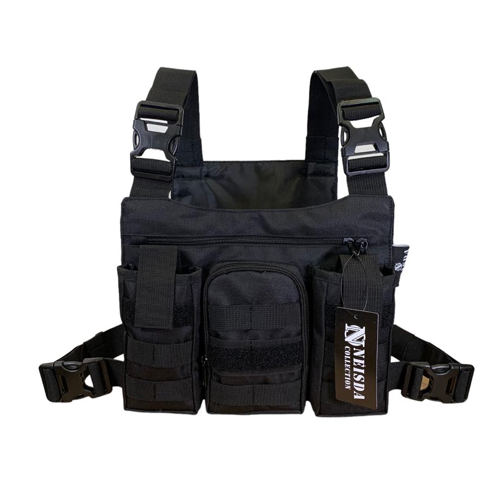 TAS DADA PRIA TACTICAL ORIGINAL NEISDA HITAM / CHEST RIG BAG NEISDA ORIGINAL THREE POCKET VELCRO / CHEST BAG PREMIUM ORIGINAL NEISDA