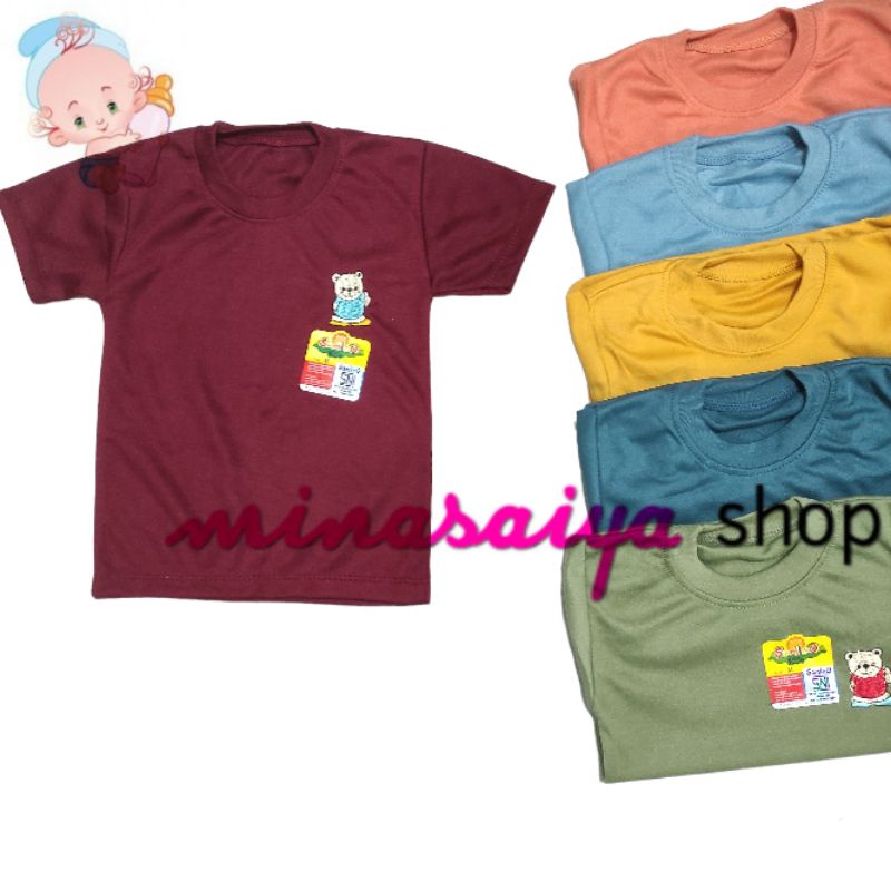 SAMLEO 6 pcs dan 3 pcs Kaos Oblong Bayi SNI Lengan Pendek Polos Warna Uk. S - XL