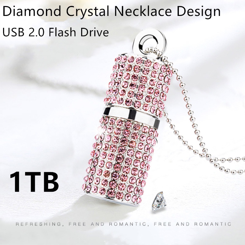 Flash Disk USB 2.0 1TB Desain Kalung Kristal Berlian