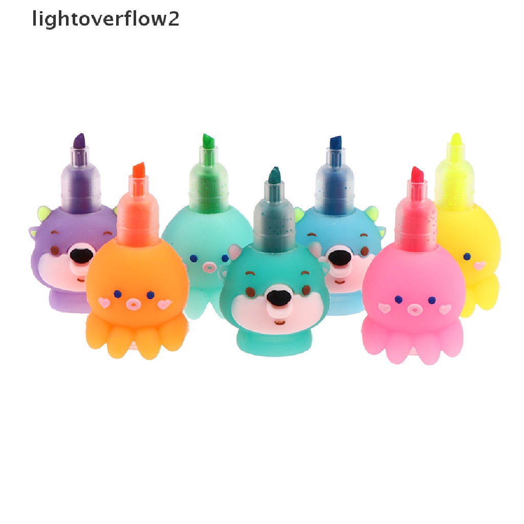 (lightoverflow2) Pulpen 6 Warna Fluorescent Bentuk Gurita Bahan Silikon Untuk Hadiah