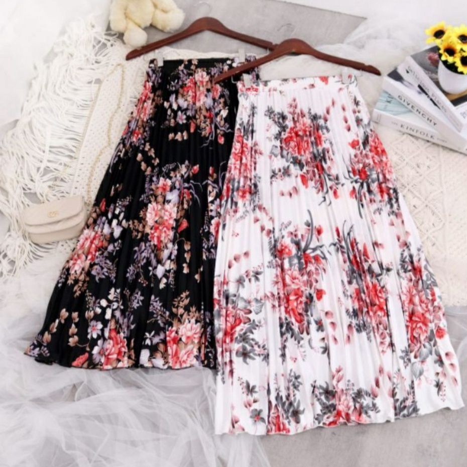 Rok panjang Plisket Corak/Motif Rok muslim/Mayung/Payung Bawahan panjang Terbaru Termurah Terbaru