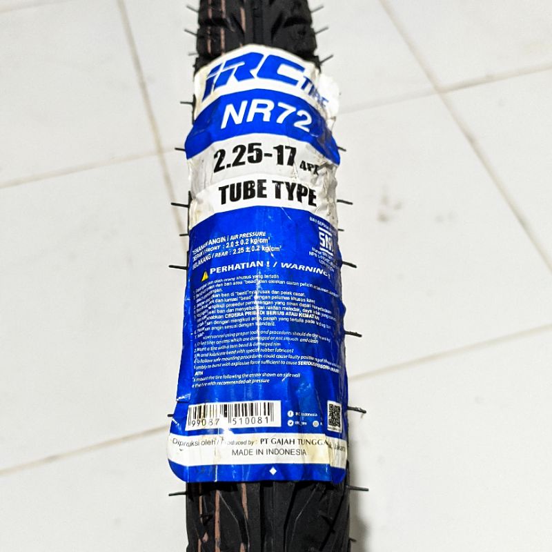 Ban Luar TubeType IRC 2.25-17 NR72 Sepeda Motor