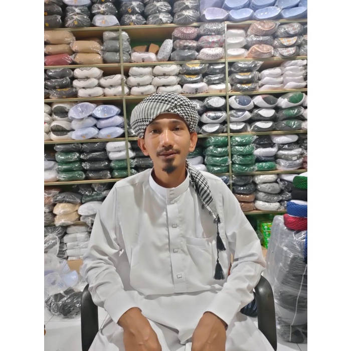 Sorban Peci Imamah Permanen Sorban Imamah Permanen/Imamah permanen/Peci Sorba - Hitam Putih, 3(W3S8)