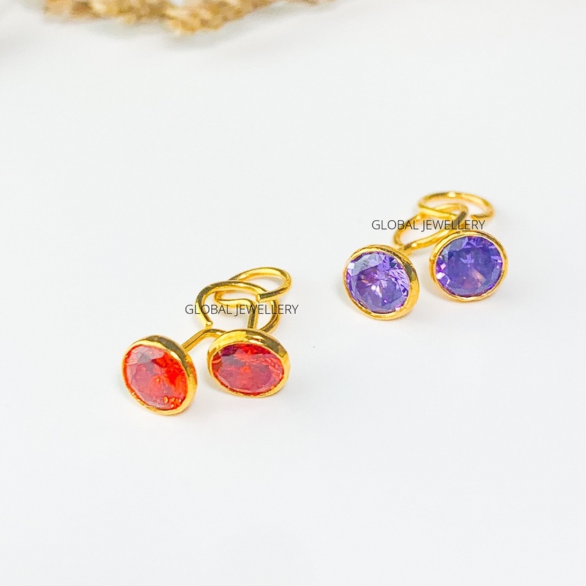 ANTING TOGE MATA WARNA GOLD PERAK ASLI S925 GLOBAL JEWELLERY CL088