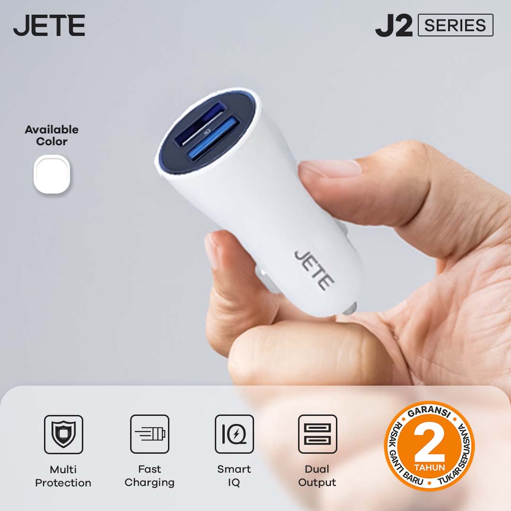 Car Charger | Charger Mobil Fast Charging Dual Output JETE J2 - Garansi 2 Tahun