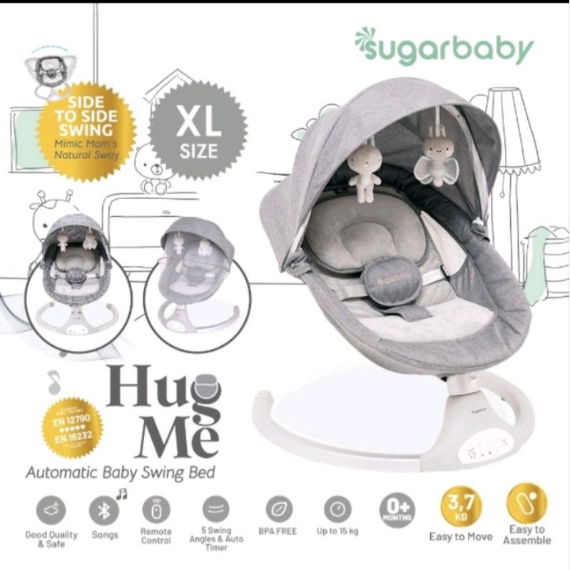*PRELOVED* Sugar Baby Hug MeAutomatic Baby Swing Bed GREY