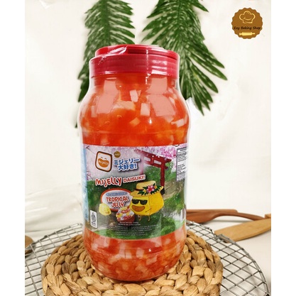 Mijelly 2kg - Topping Jelly Rainbow Grass Jelly Leci Cincau Topping Minuman