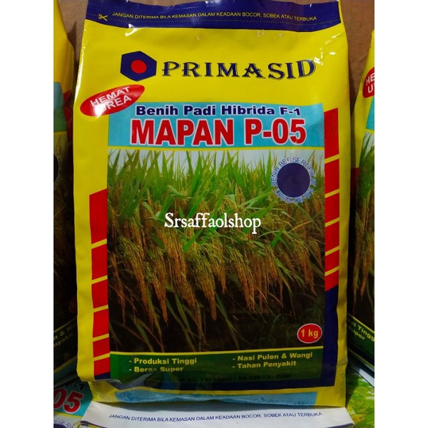 Benih Bibit Padi Hibrida F-1 Mapan P- 05 Primasid 1Kg 100% Original Kemasan Pabrik Exp 07 2026