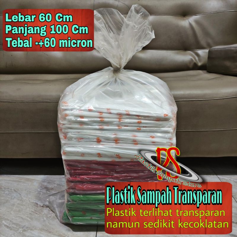 Kantong Plastik Sampah Transparan 60 x 100 cm / Kantong Sampah Bening Transparan 60 x 100 Cm / Plast
