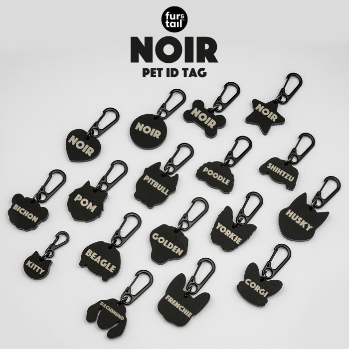 NOIR Dog Tag Custom - Fur&Tail Premium Pet Id Tag BLACK DOGTAG