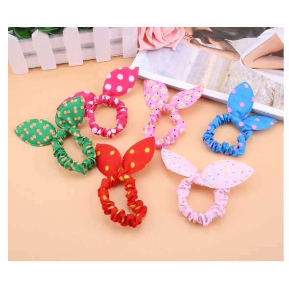 Ikat Rambut Ponytail Model Bunny Bahan Kain Karet Elastis Gaya Korea