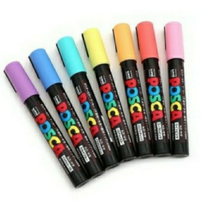 

[BISA COD] Uni Posca PC-5m set 7 Pastel Marker Poster Paint - Tanpa kemasan