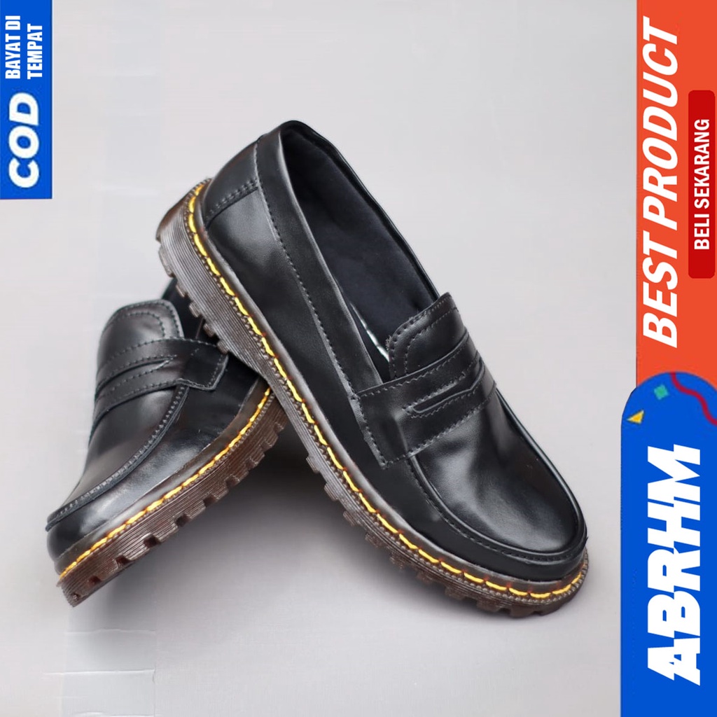 Sepatu Docmart Loafers Wanita Hitam Abrhm Melis