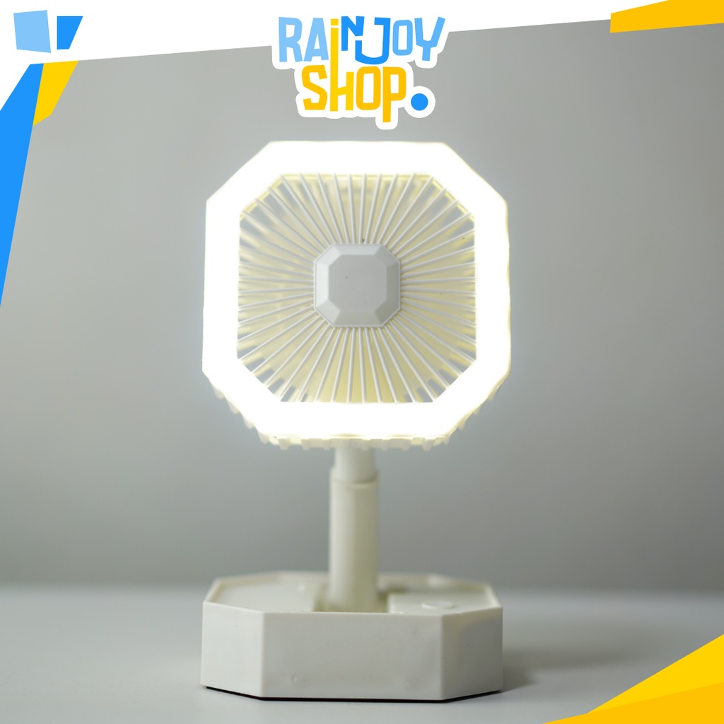 [REALPICT] Kipas Angin Kecil Lipat Meja | Mini Fan Portable Serbaguna dengan Lampu LED | Include Kab