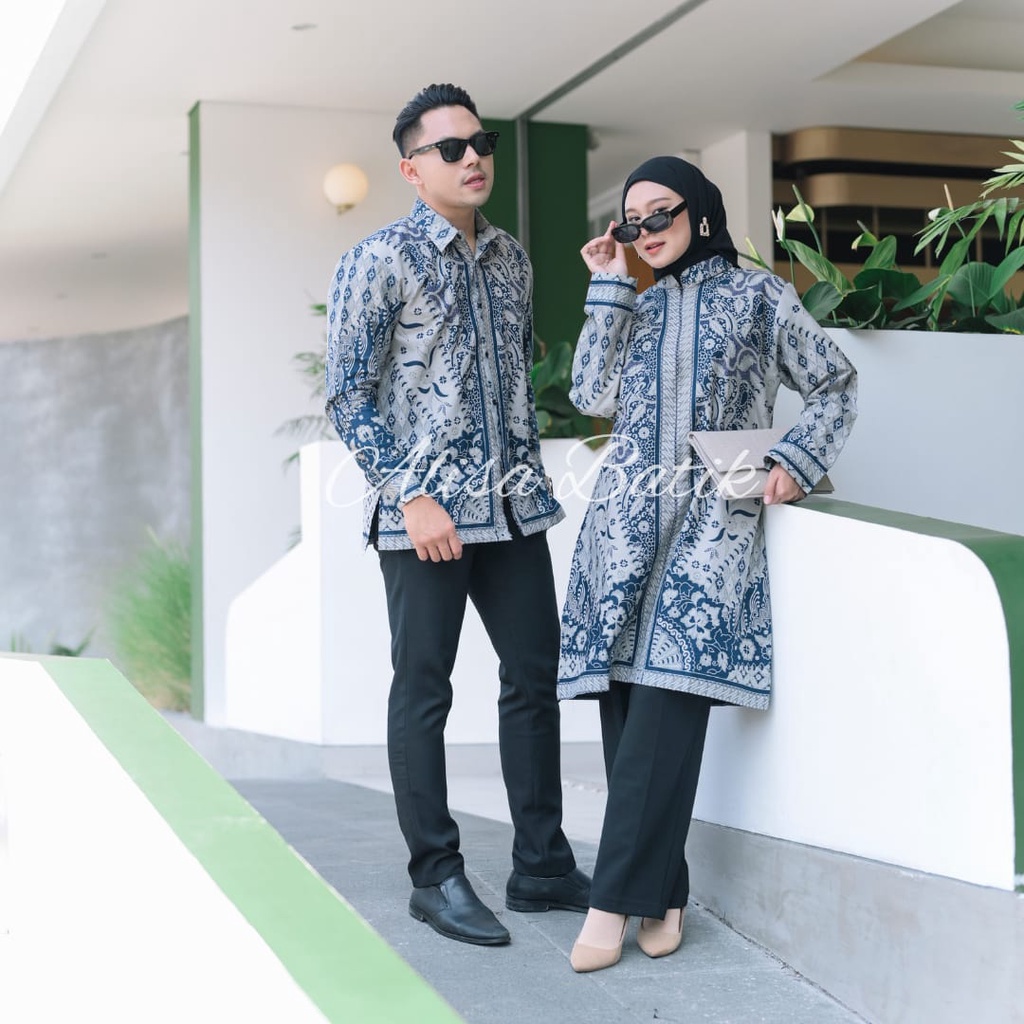 COUPLE KIPAS ASMARA 2 BATIKSOLOAMANAH KEMEJA BATIK PRIA SOLO LENGAN PANJANG PENDEK LAPIS FURING