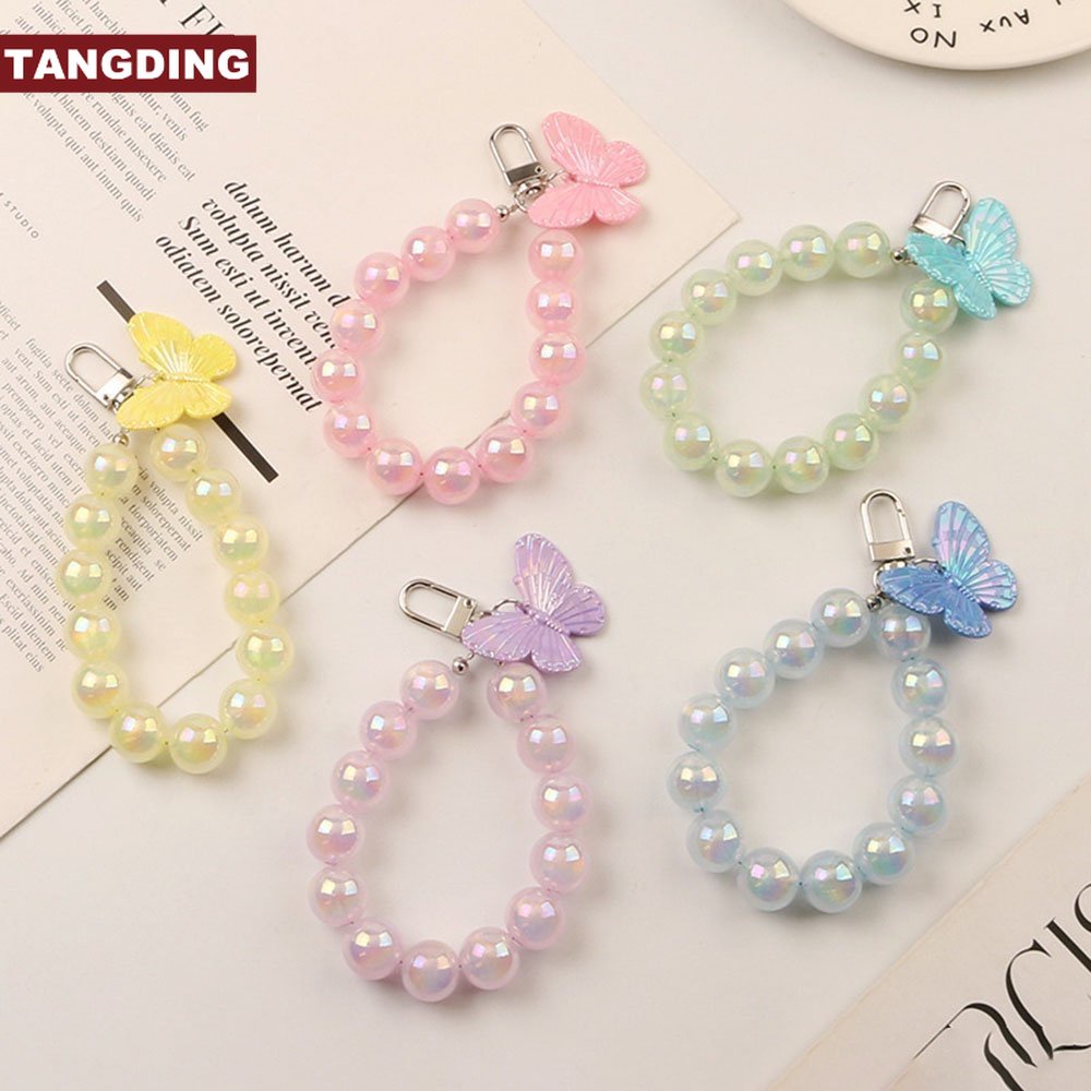 【COD Tangding】Gantungan Kunci Manik-Manik Butterfly Warna-Warni Untuk Aksesoris Mobil