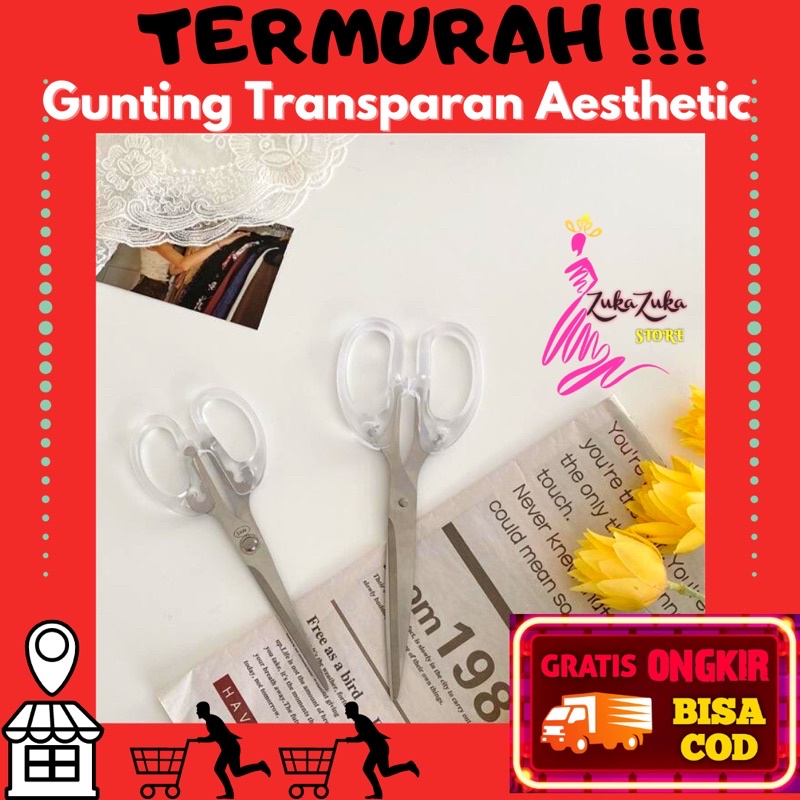 

Gunting Kertas Transparan Aesthetic Korea / Gunting Bening Pemotong Cutter Lucu Estetik / Transparant Scissors Korean Style Journal Scrapbook