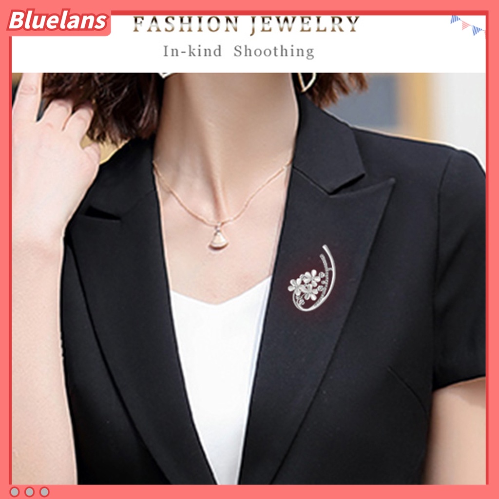 Bluelans Bros Lencana Bentuk Bunga Aksen Berlian Imitasi Bahan Alloy Untuk Perayaan