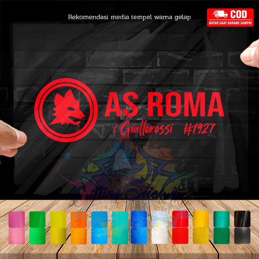 Cutting Stiker As Roma 1927 Variasi Motor Mobil Sticker Timbul Keren Nyala Dasbor Spakbor Visor Body Kaca Helm Laptop Hologram Reflective Tahan Air Bodi Samping Scoopy Vario Beat NMAX PCX Vespa Aesthetic Seri A Windshield Club Bola