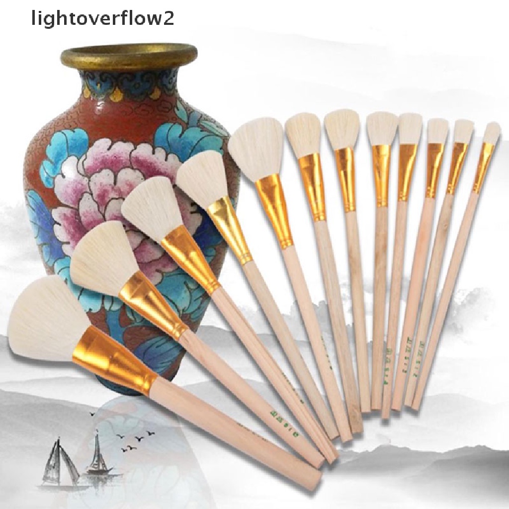 (lightoverflow2) 12pcs / Set Kuas Lukis Keramik / Cat Air Bahan Wol