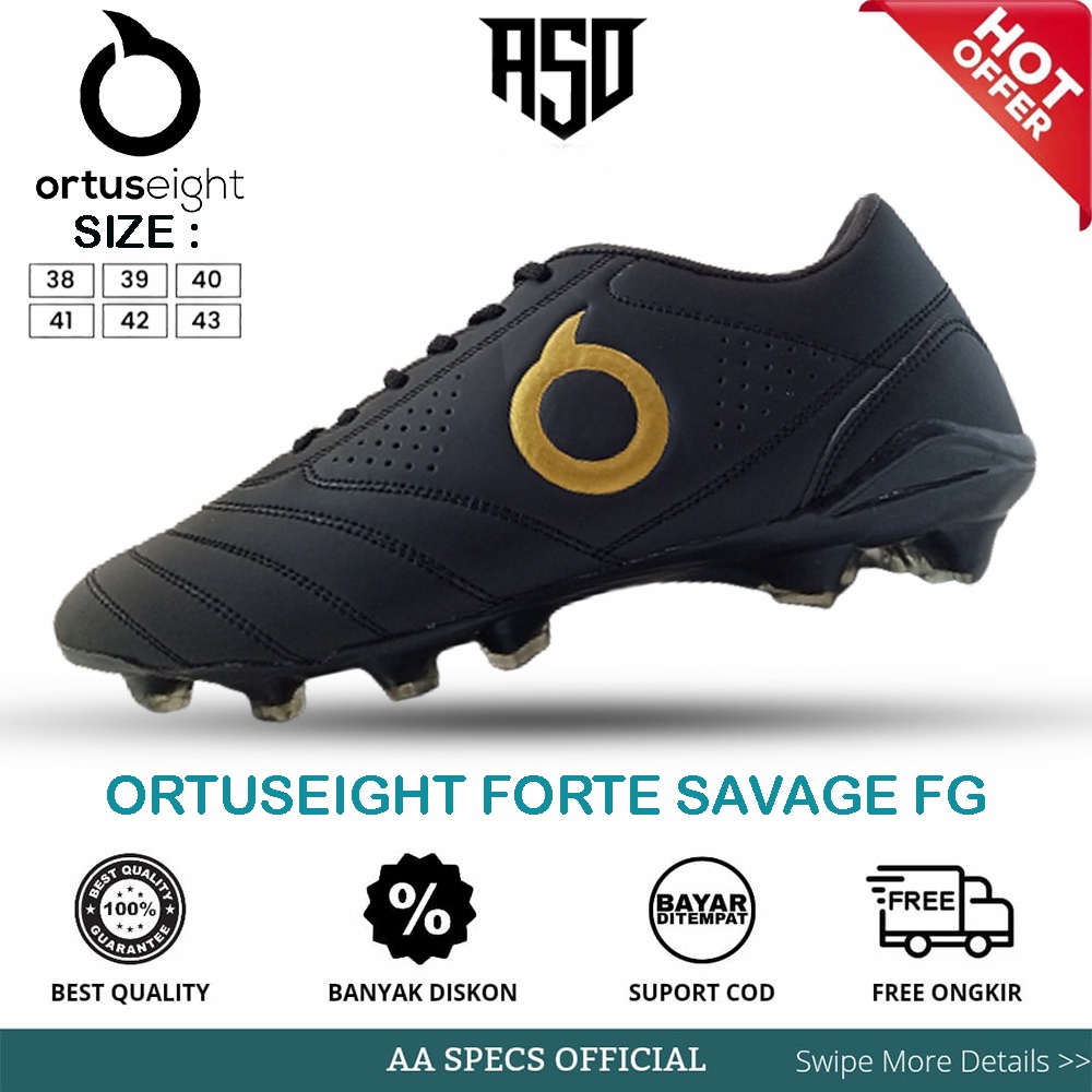 Sepatu Bola Ortuseight Forte Savage In Ortus Jogosala Original 100% Hitam Gold
