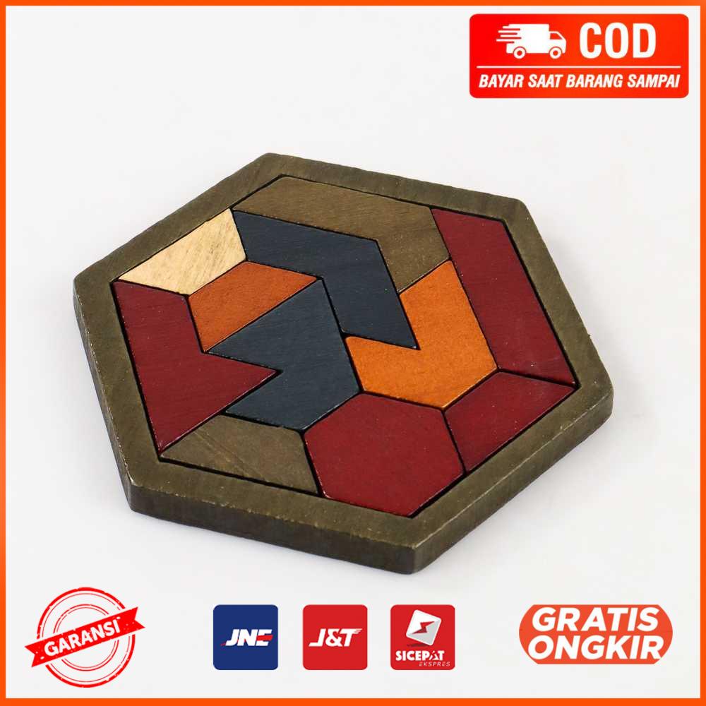 Mainan Anak Hexagonal Wooden Geometric Shape Puzzle JK 780